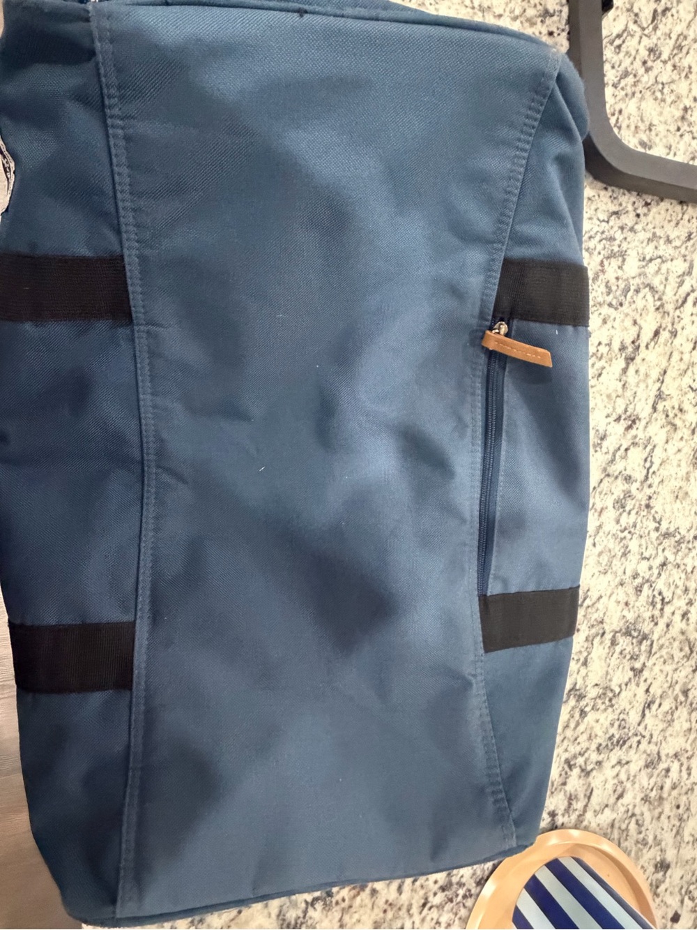 Vintage Olympia Blue Canvas Duffel Bag with Black Straps - Picture 6 of 8